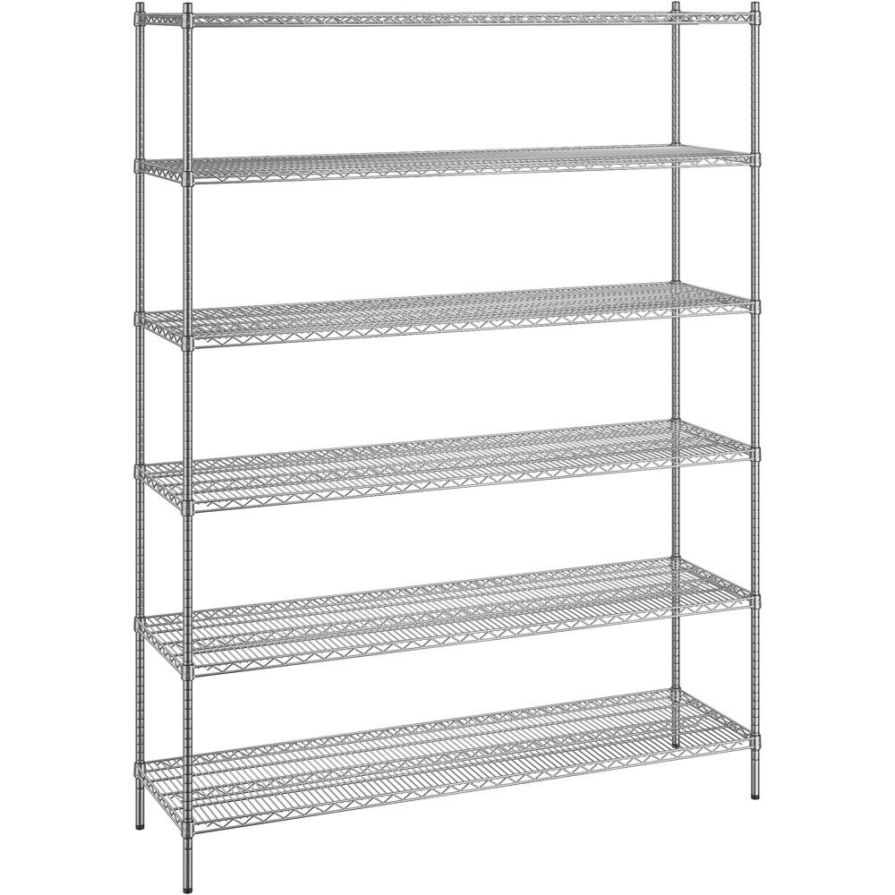 Regency 21 inch x 72 inch x 96 inch NSF Chrome Stationary Wire Shelving Starter Kit with 6 Shelves
