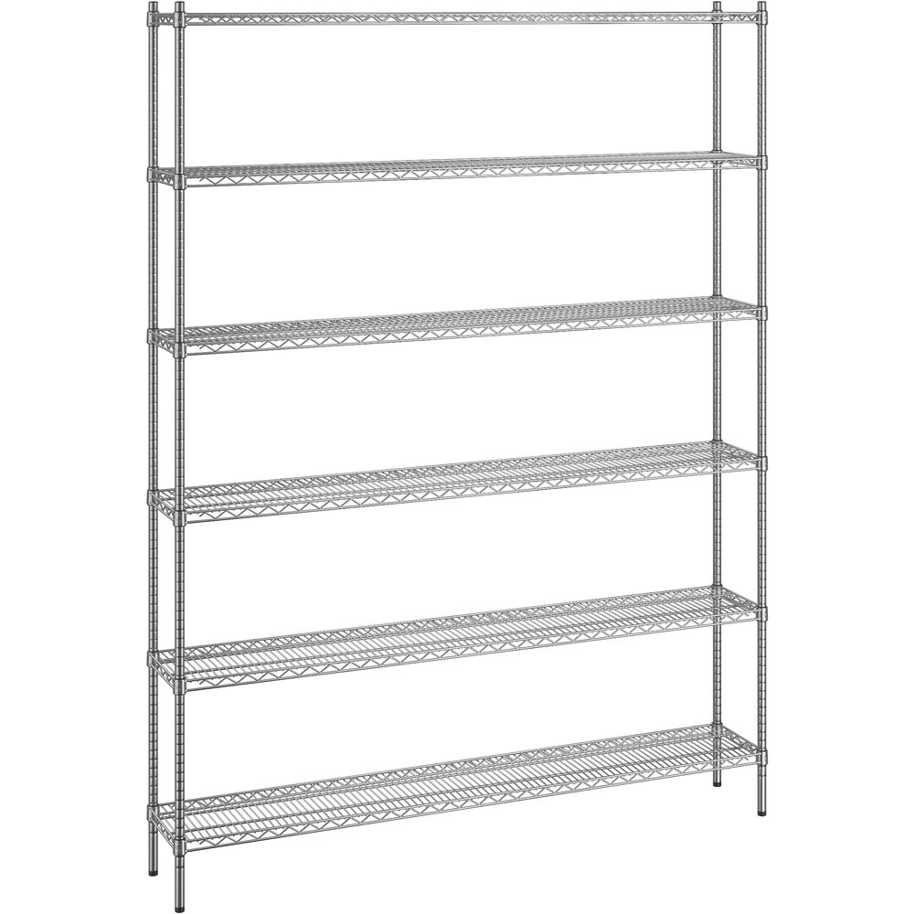 Regency 12 inch x 72 inch x 96 inch NSF Chrome Stationary Wire Shelving Starter Kit with 6 Shelves
