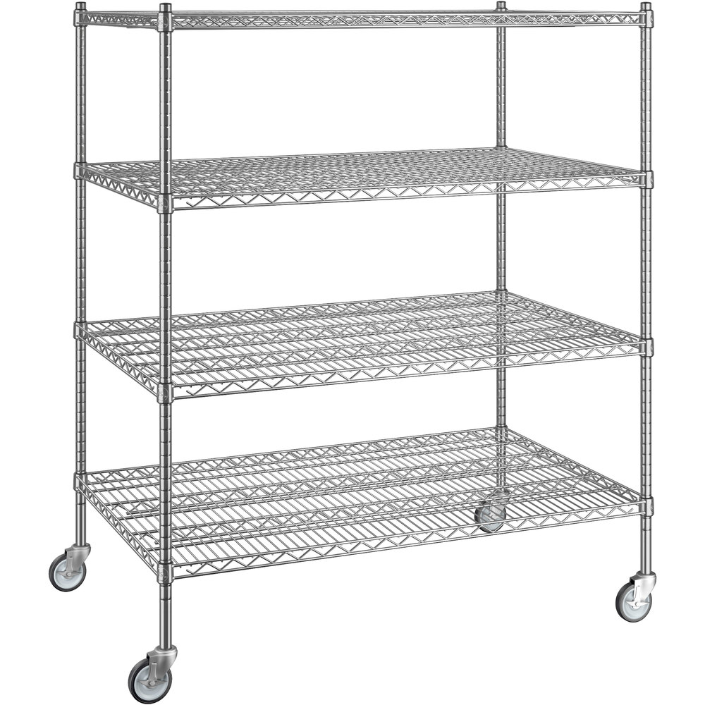 Regency 30 inch x 48 inch x 60 inch NSF Chrome Mobile Wire Shelving Starter Kit with 4 Shelves