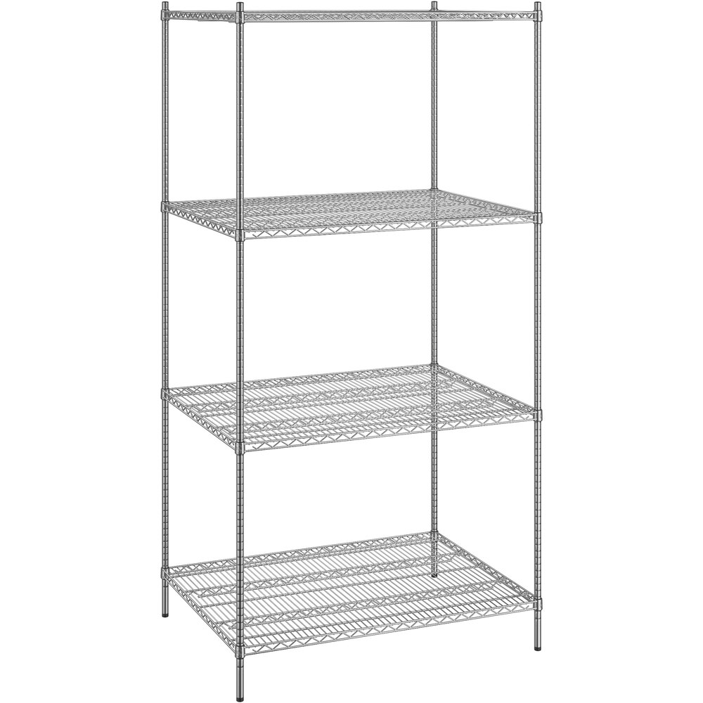 Regency 36 inch x 48 inch x 96 inch NSF Chrome Stationary Wire Shelving Starter Kit with 4 Shelves