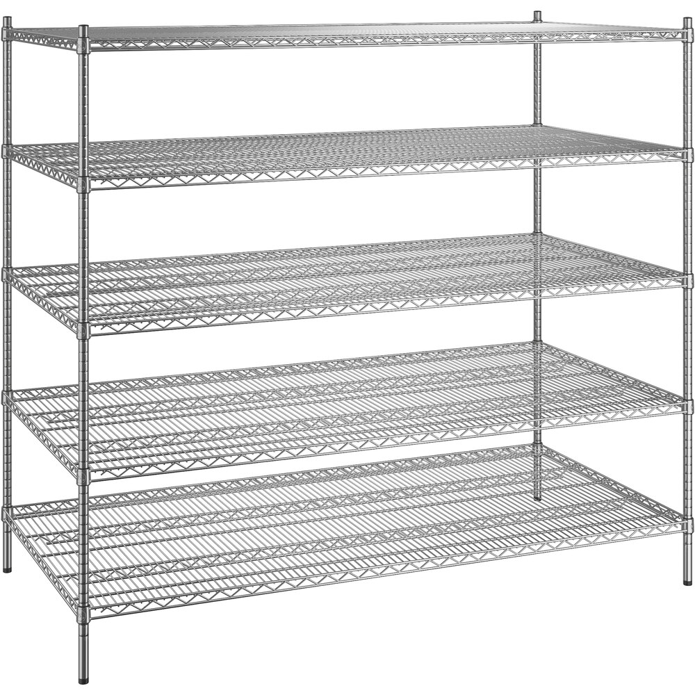 Regency 36 inch x 72 inch x 64 inch NSF Chrome Stationary Wire Shelving Starter Kit with 5 Shelves