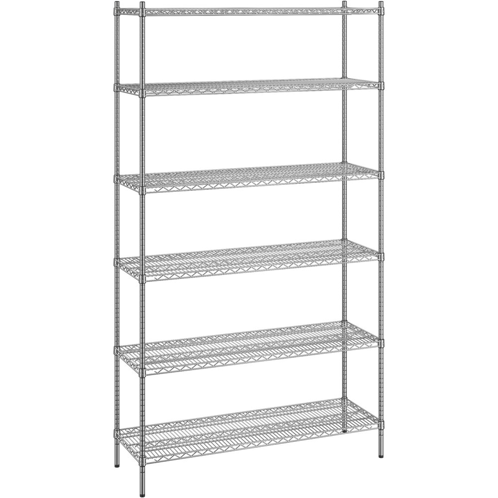 Regency 18 inch x 54 inch x 96 inch NSF Chrome Stationary Wire Shelving Starter Kit with 6 Shelves