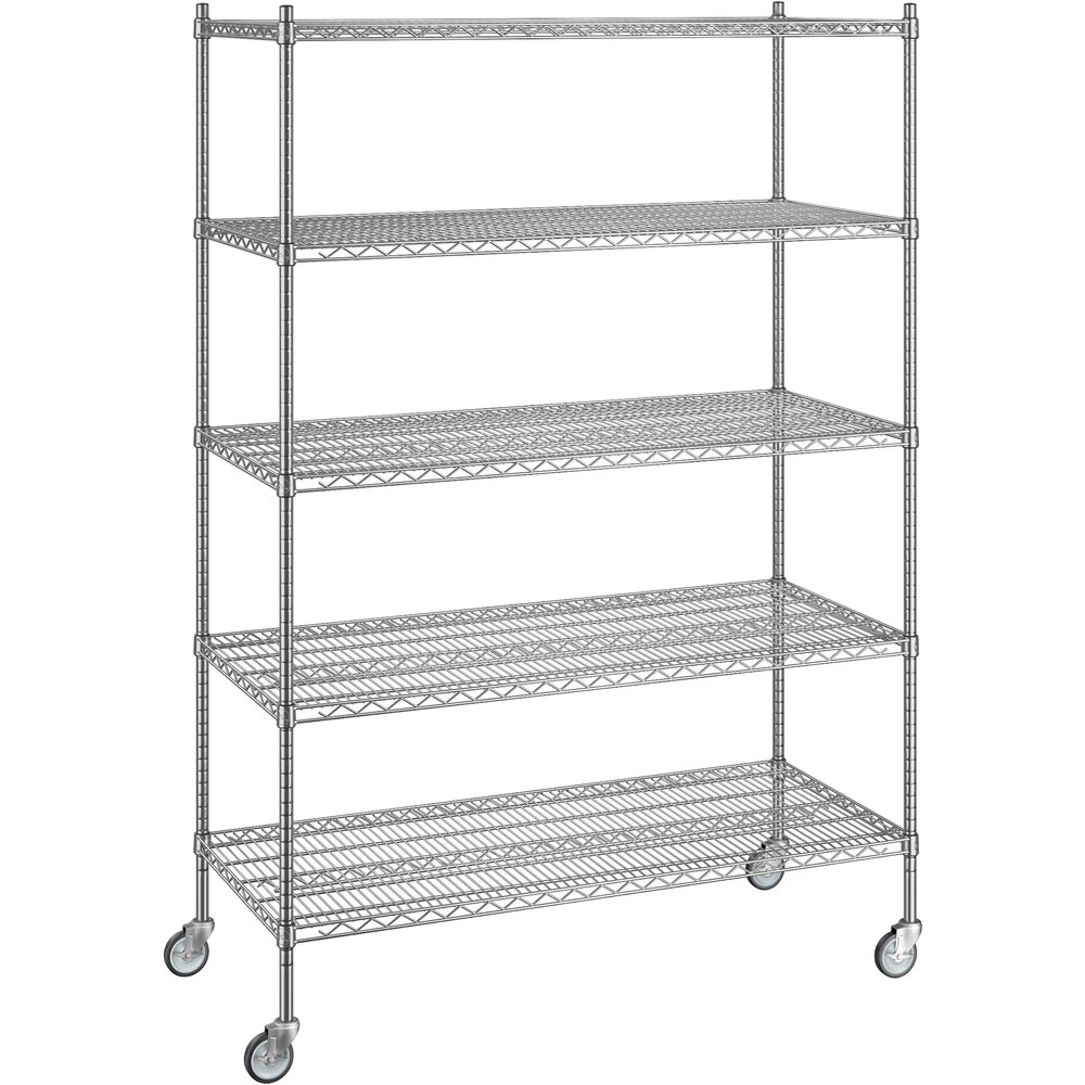 Regency 24 inch x 54 inch x 80 inch NSF Chrome Mobile Wire Shelving Starter Kit with 5 Shelves