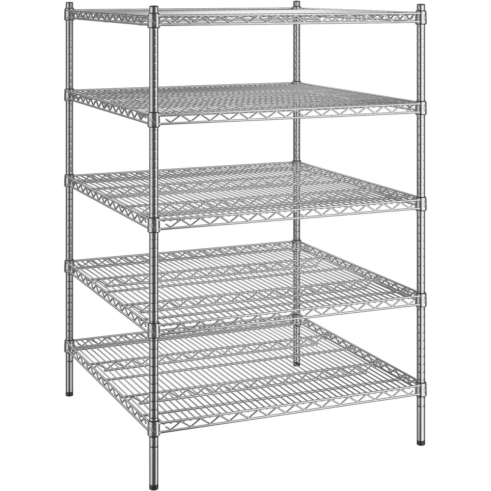 Regency 36 inch x 36 inch x 54 inch NSF Chrome Stationary Wire Shelving Starter Kit with 5 Shelves