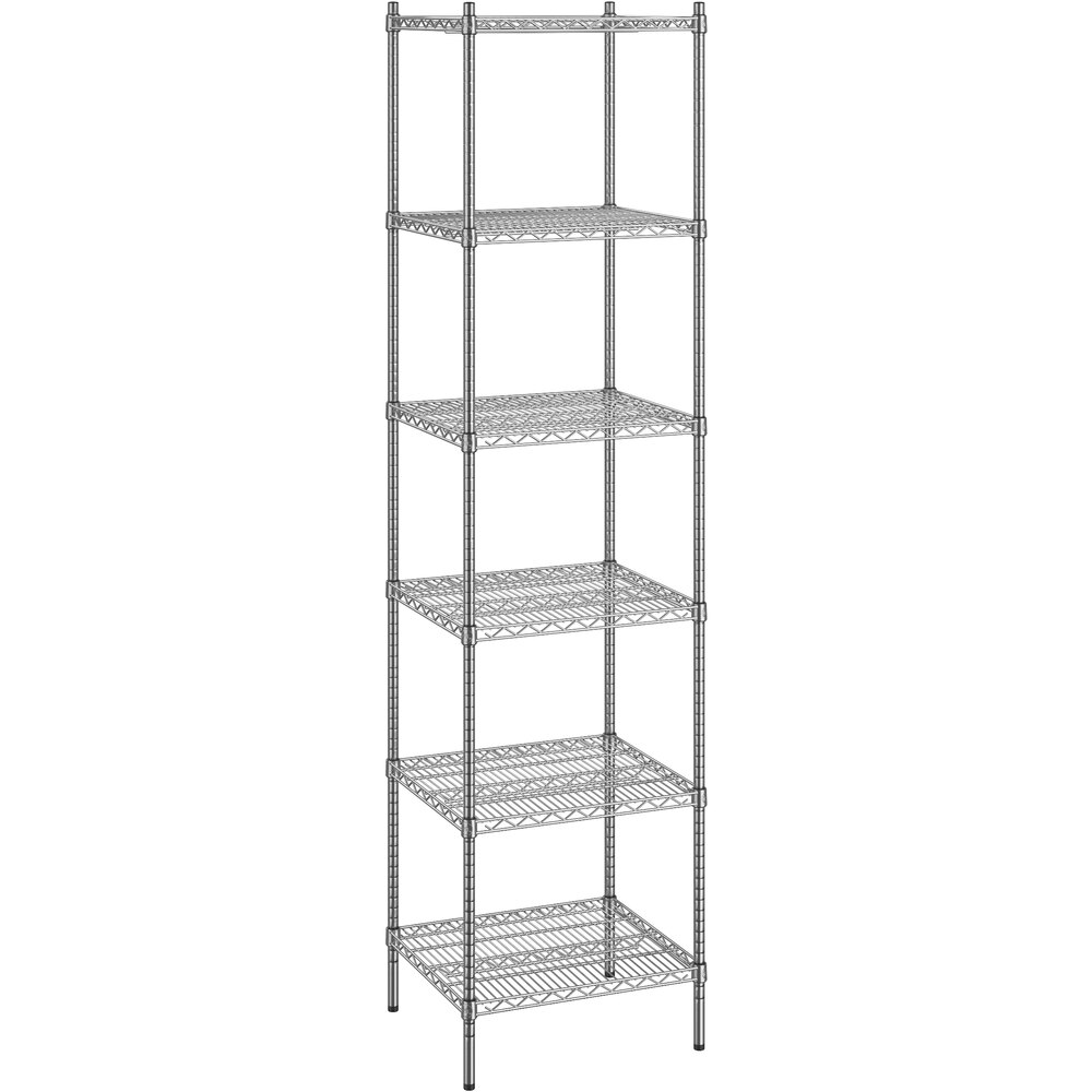Regency 21 inch x 24 inch x 96 inch NSF Chrome Stationary Wire Shelving Starter Kit with 6 Shelves