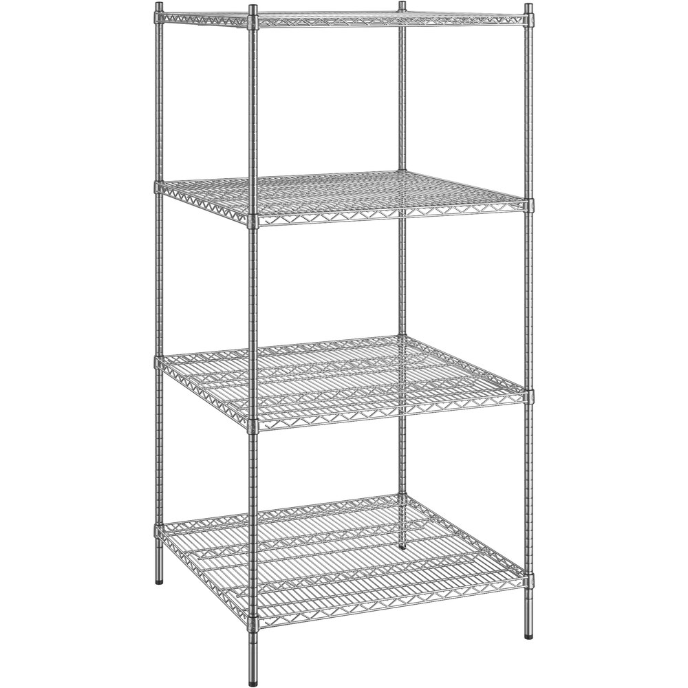 Regency 36 inch x 36 inch x 74 inch NSF Chrome Stationary Wire Shelving Starter Kit with 4 Shelves