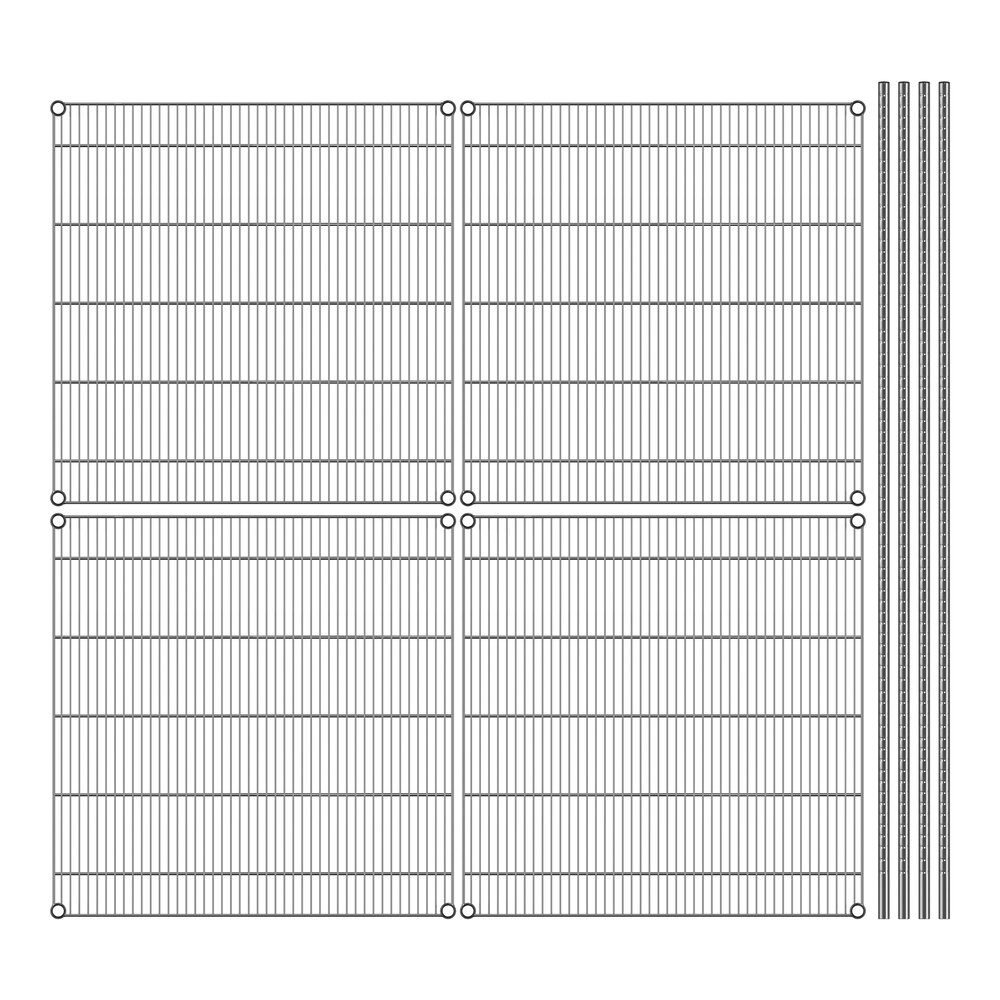 A close-up of a metal grid with screws.