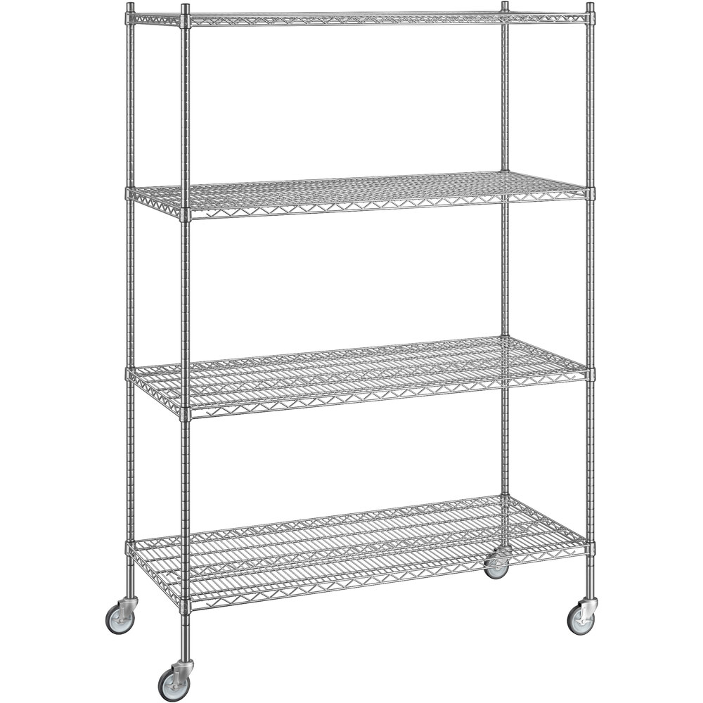Regency 24 inch x 54 inch x 80 inch NSF Chrome Mobile Wire Shelving Starter Kit with 4 Shelves