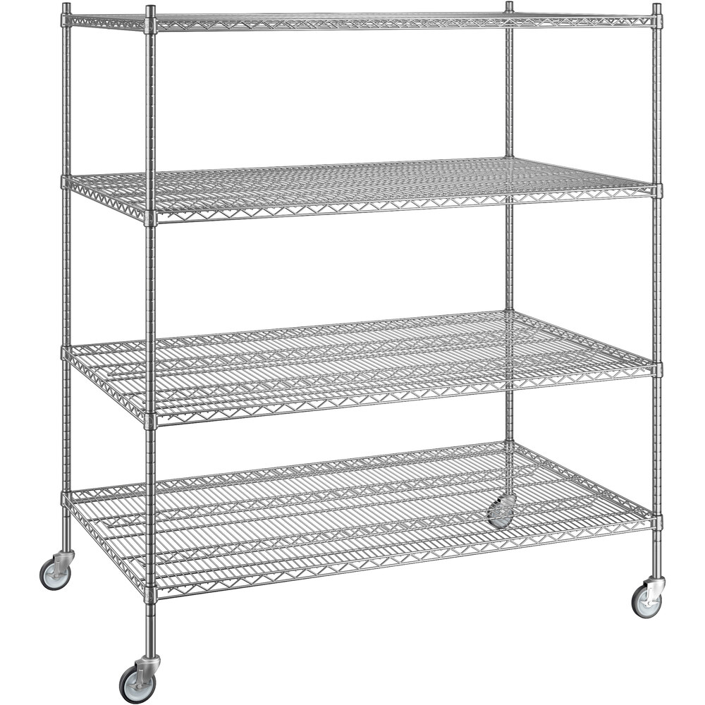 Regency 36 inch x 60 inch x 70 inch NSF Chrome Mobile Wire Shelving Starter Kit with 4 Shelves