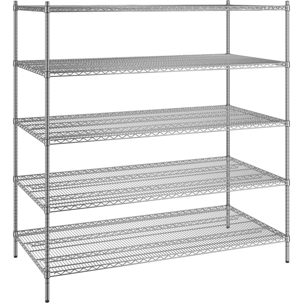 Regency 36 inch x 72 inch x 74 inch NSF Chrome Stationary Wire Shelving Starter Kit with 5 Shelves