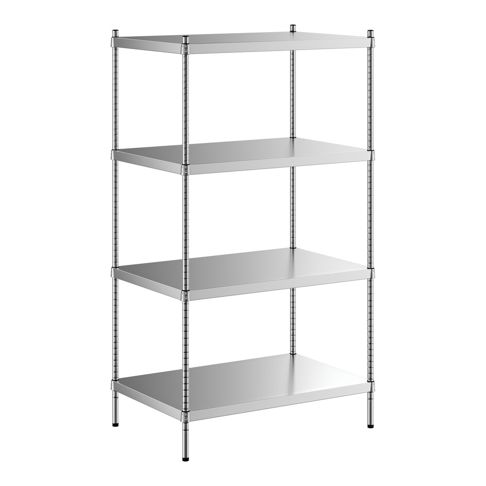 Regency 24 inch x 36 inch x 64 inch NSF Solid Stainless Steel Stationary Shelving Starter Kit with 4 Shelves