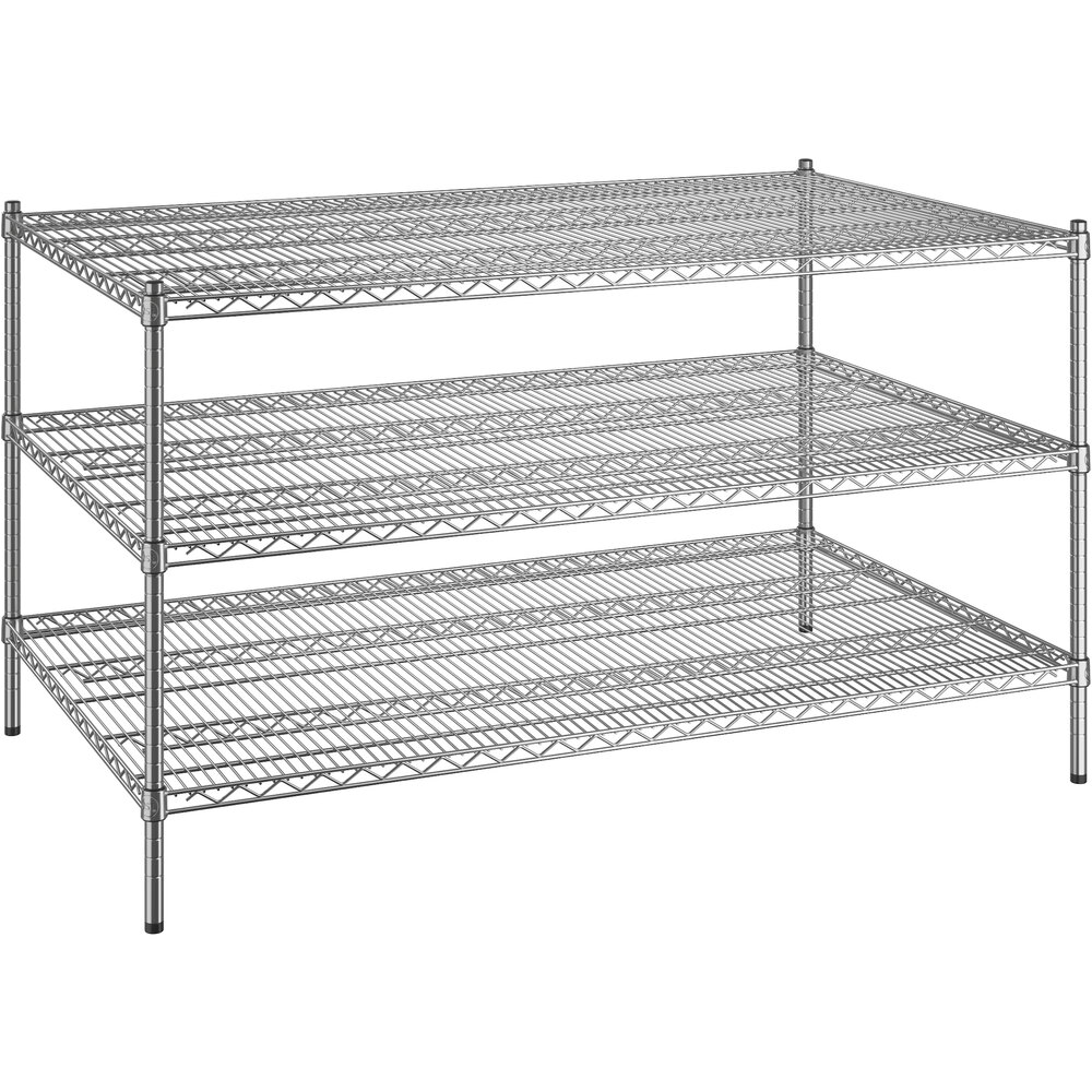 Regency 36 inch x 60 inch x 34 inch NSF Chrome Stationary Wire Shelving Starter Kit with 3 Shelves