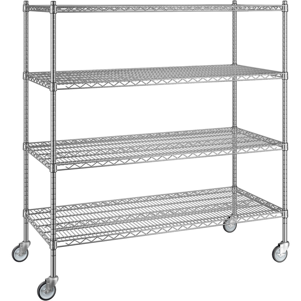 Regency 24 inch x 54 inch x 60 inch NSF Chrome Mobile Wire Shelving Starter Kit with 4 Shelves