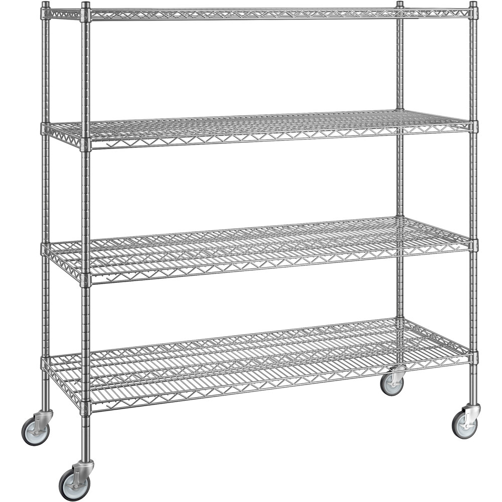 Regency 21 inch x 54 inch x 60 inch NSF Chrome Mobile Wire Shelving Starter Kit with 4 Shelves