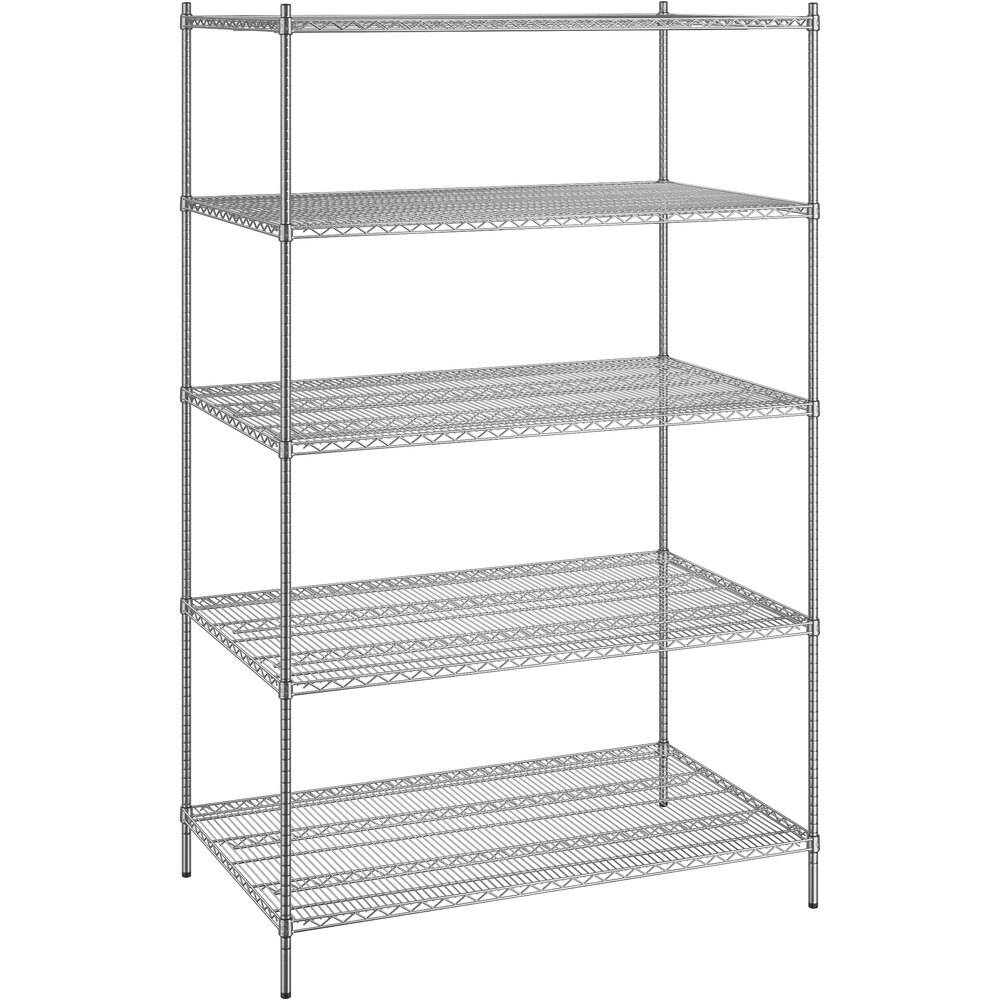 Regency 36 inch x 60 inch x 96 inch NSF Chrome Stationary Wire Shelving Starter Kit with 5 Shelves