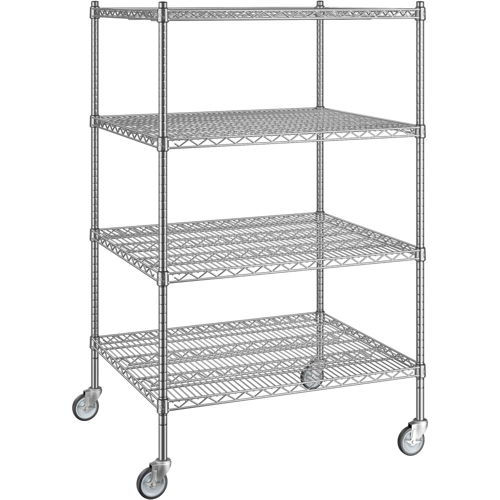 Regency 30 inch x 36 inch x 60 inch NSF Chrome Mobile Wire Shelving Starter Kit with 4 Shelves