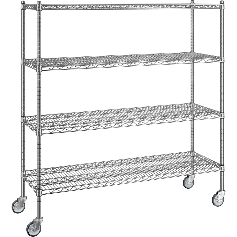 Regency 18 inch x 54 inch x 60 inch NSF Chrome Mobile Wire Shelving Starter Kit with 4 Shelves