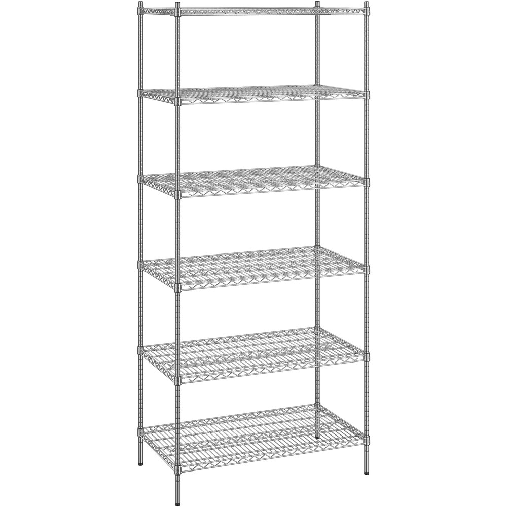 Regency 24 inch x 42 inch x 96 inch NSF Chrome Stationary Wire Shelving Starter Kit with 6 Shelves