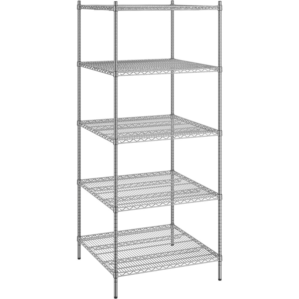 Regency 36 inch x 36 inch x 86 inch NSF Chrome Stationary Wire Shelving Starter Kit with 5 Shelves