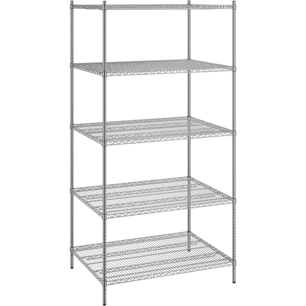 Regency 36 inch x 48 inch x 96 inch NSF Chrome Stationary Wire Shelving Starter Kit with 5 Shelves