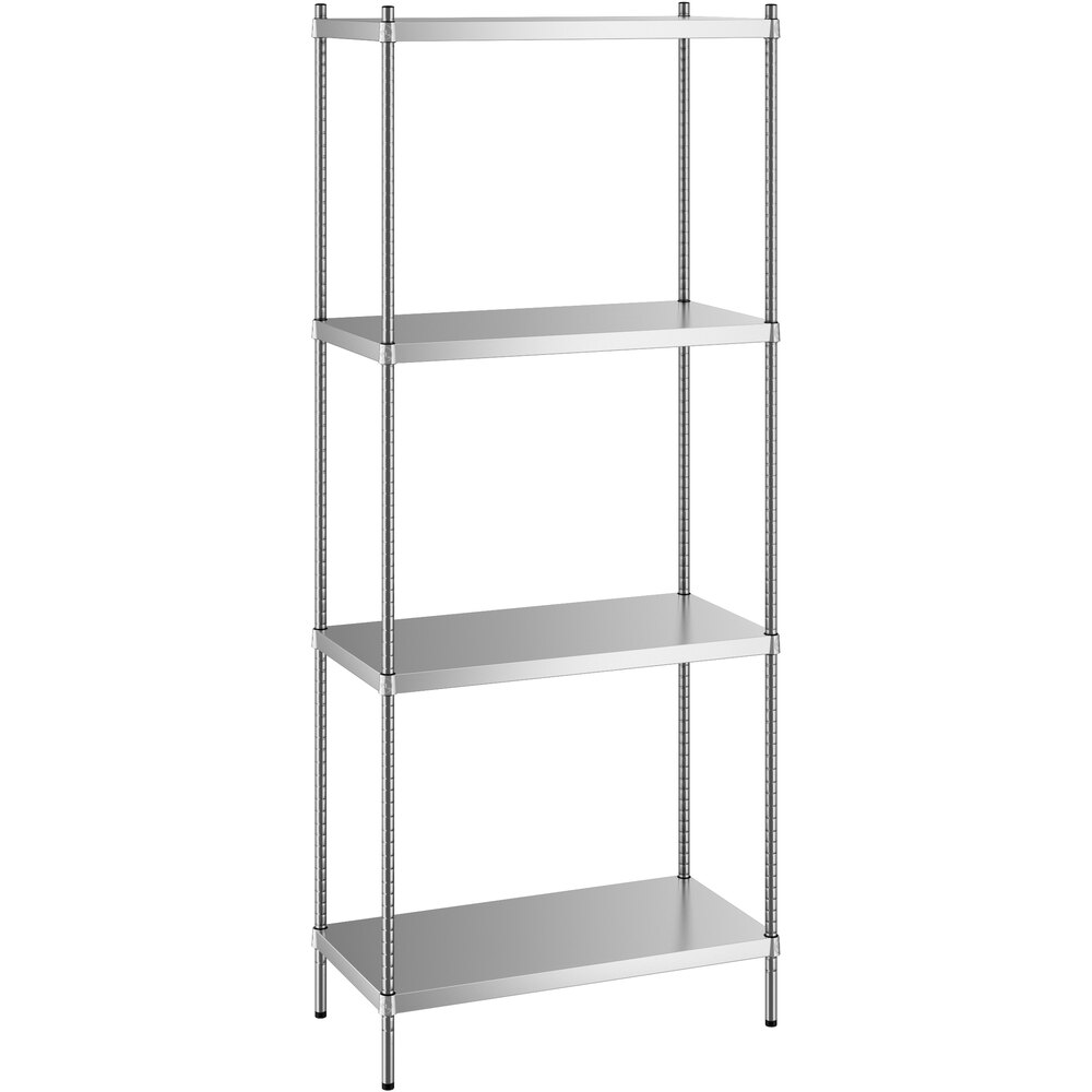 Regency 18 inch x 36 inch x 86 inch NSF Solid Stainless Steel Stationary Shelving Starter Kit with 4 Shelves