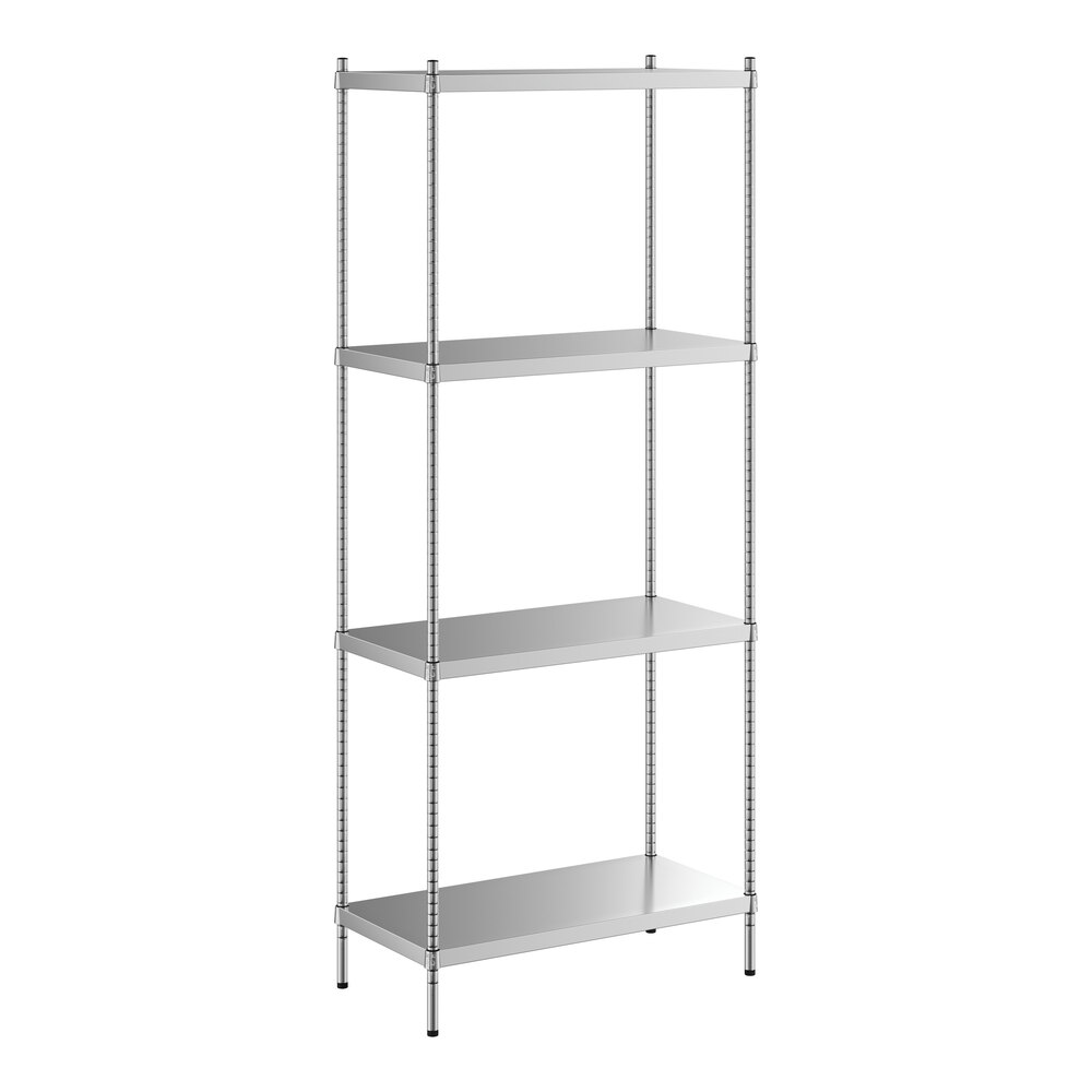 Regency 18 inch x 36 inch x 86 inch NSF Solid Stainless Steel Stationary Shelving Starter Kit with 4 Shelves