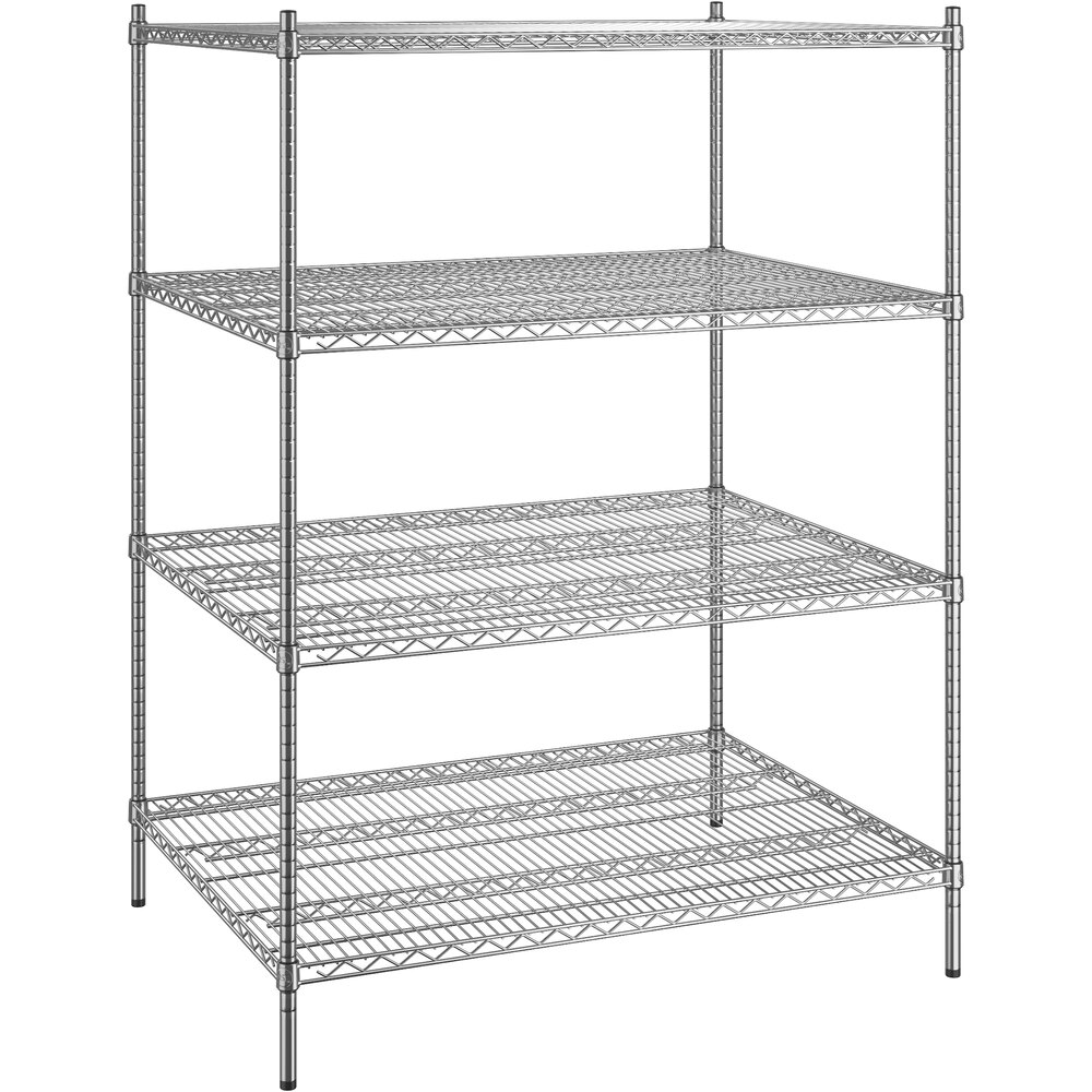 Regency 36 inch x 48 inch x 64 inch NSF Chrome Stationary Wire Shelving Starter Kit with 4 Shelves