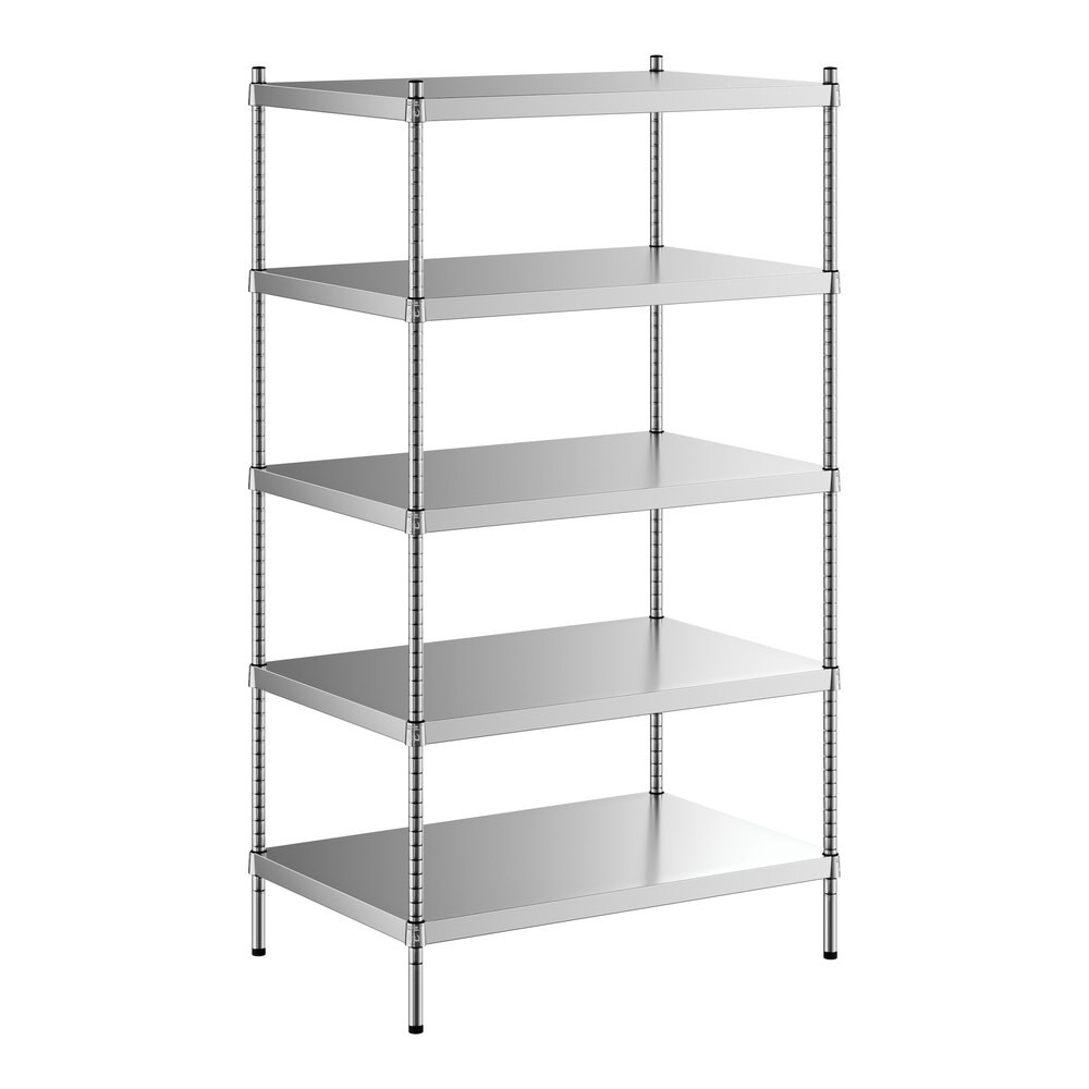 Regency 24 inch x 36 inch x 64 inch NSF Solid Stainless Steel Stationary Shelving Starter Kit with 5 Shelves