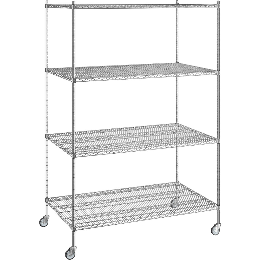 Regency 36 inch x 60 inch x 92 inch NSF Chrome Mobile Wire Shelving Starter Kit with 4 Shelves