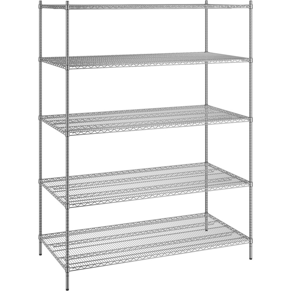 Regency 36 inch x 72 inch x 96 inch NSF Chrome Stationary Wire Shelving Starter Kit with 5 Shelves