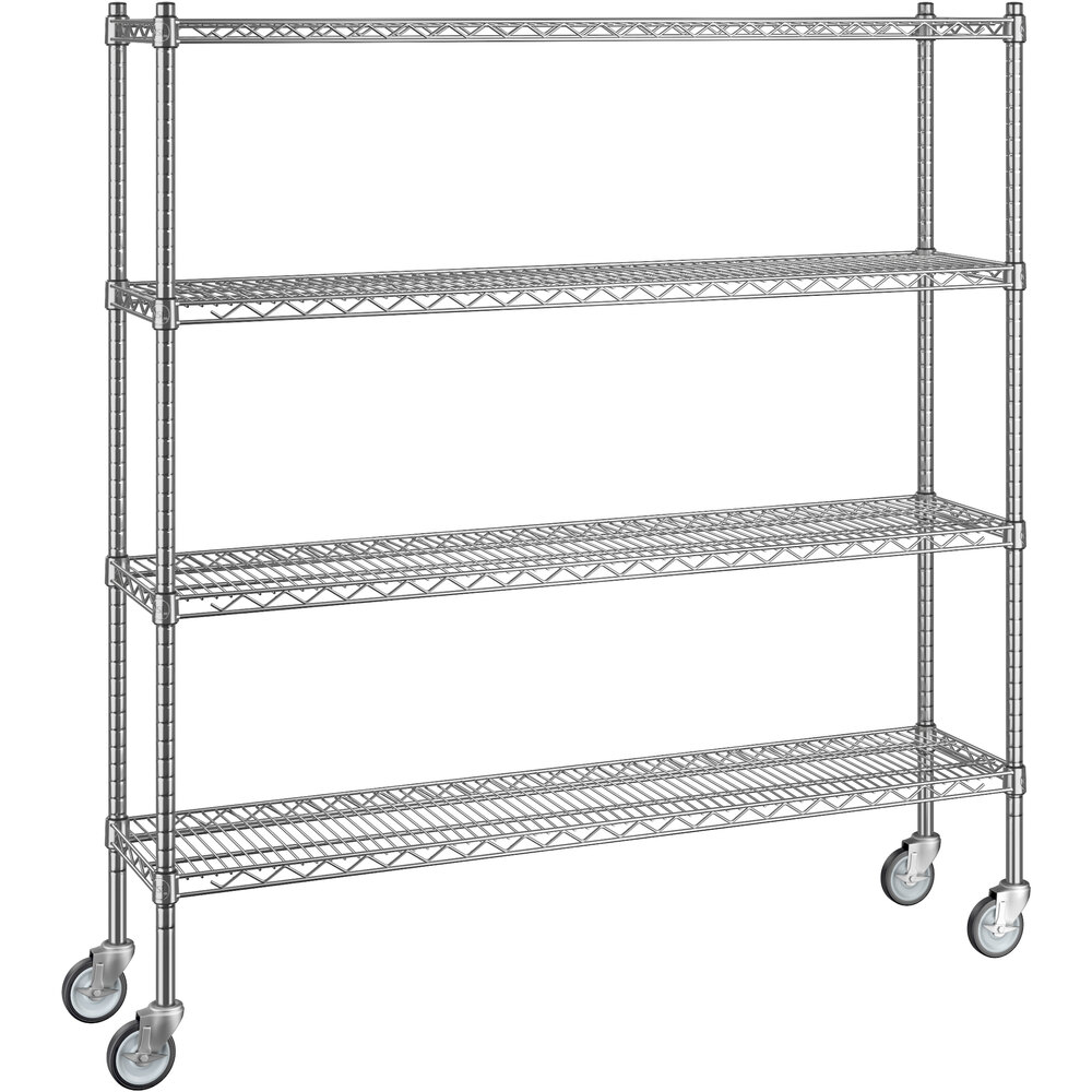 Regency 12 inch x 54 inch x 60 inch NSF Chrome Mobile Wire Shelving Starter Kit with 4 Shelves