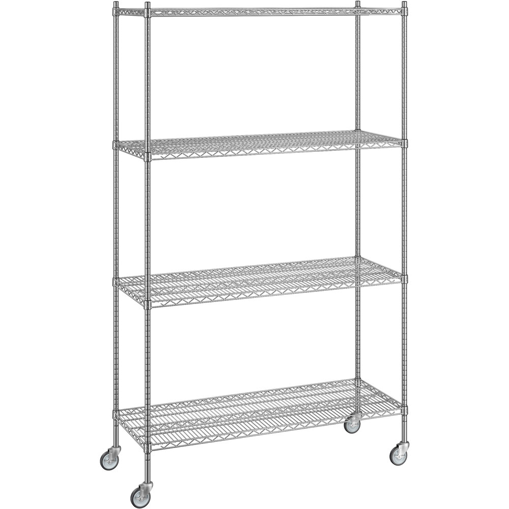 Regency 21 inch x 54 inch x 92 inch NSF Chrome Mobile Wire Shelving Starter Kit with 4 Shelves