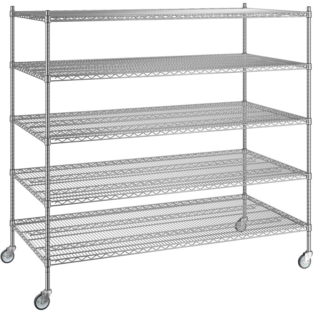 Regency 36 inch x 72 inch x 70 inch NSF Chrome Mobile Wire Shelving Starter Kit with 5 Shelves