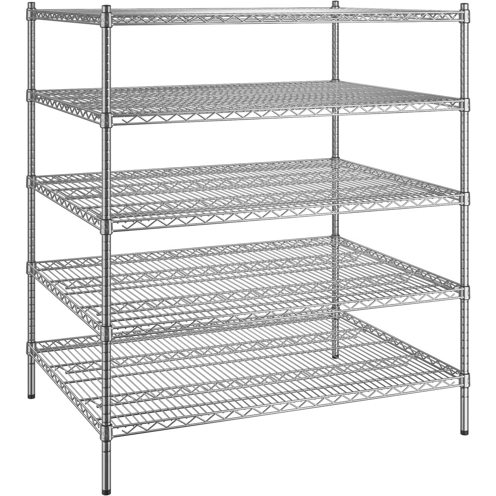 Regency 36 inch x 48 inch x 54 inch NSF Chrome Stationary Wire Shelving Starter Kit with 5 Shelves