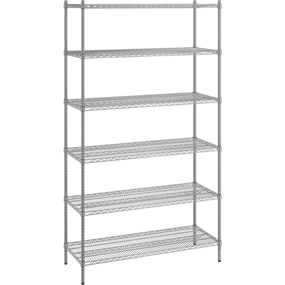 Regency 21 inch x 54 inch x 96 inch NSF Chrome Stationary Wire Shelving Starter Kit with 6 Shelves