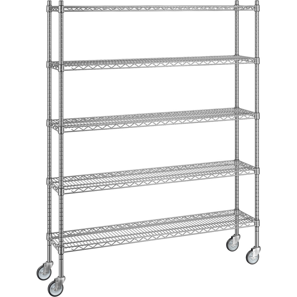 Regency 12 inch x 54 inch x 70 inch NSF Chrome Mobile Wire Shelving Starter Kit with 5 Shelves