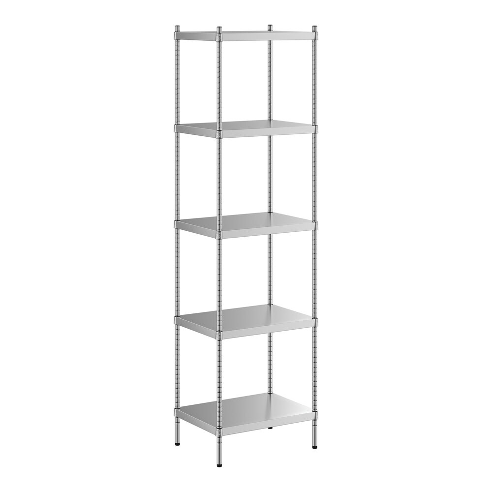 Regency 18 inch x 24 inch x 86 inch NSF Solid Stainless Steel Stationary Shelving Starter Kit with 5 Shelves