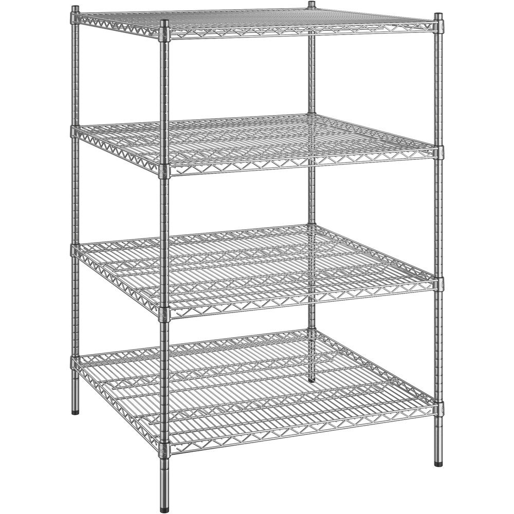 Regency 36 inch x 36 inch x 54 inch NSF Chrome Stationary Wire Shelving Starter Kit with 4 Shelves