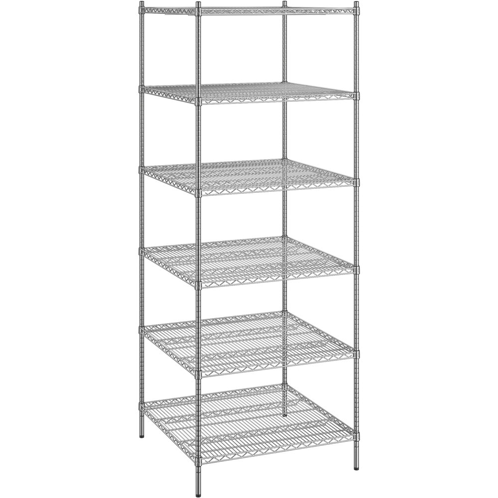 Regency 36 inch x 36 inch x 96 inch NSF Chrome Stationary Wire Shelving Starter Kit with 6 Shelves