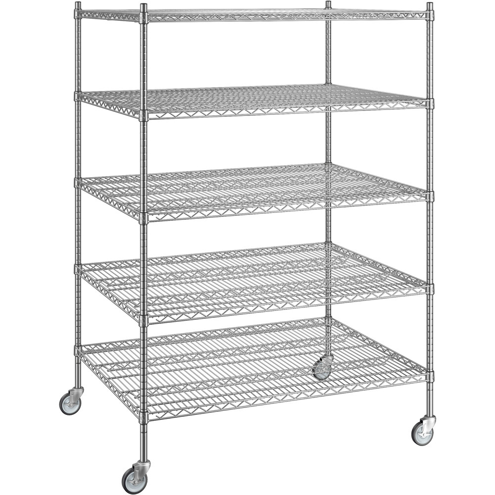 Regency 36 inch x 48 inch x 70 inch NSF Chrome Mobile Wire Shelving Starter Kit with 5 Shelves