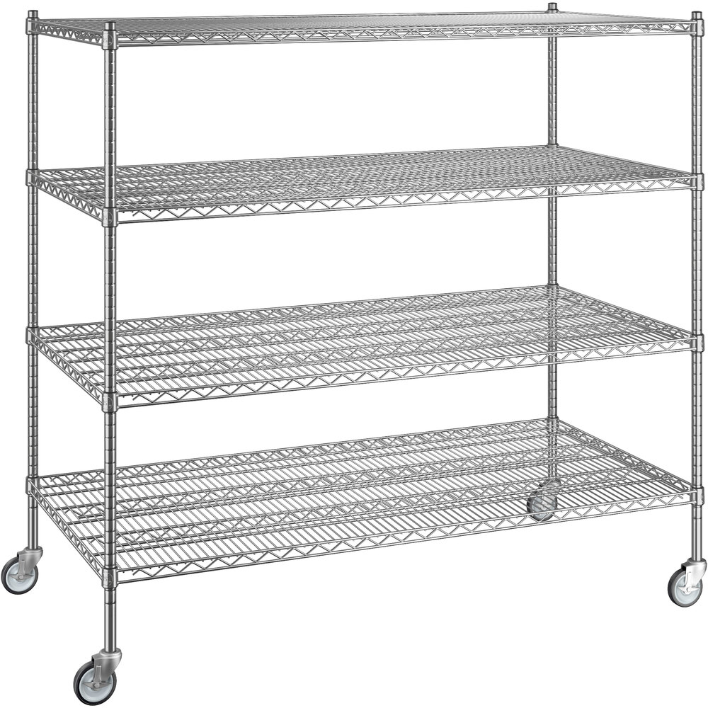 Regency 30 inch x 60 inch x 60 inch NSF Chrome Mobile Wire Shelving Starter Kit with 4 Shelves