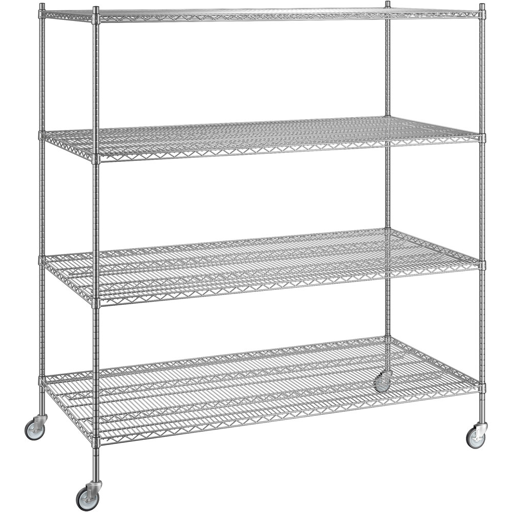 Regency 36 inch x 72 inch x 80 inch NSF Chrome Mobile Wire Shelving Starter Kit with 4 Shelves
