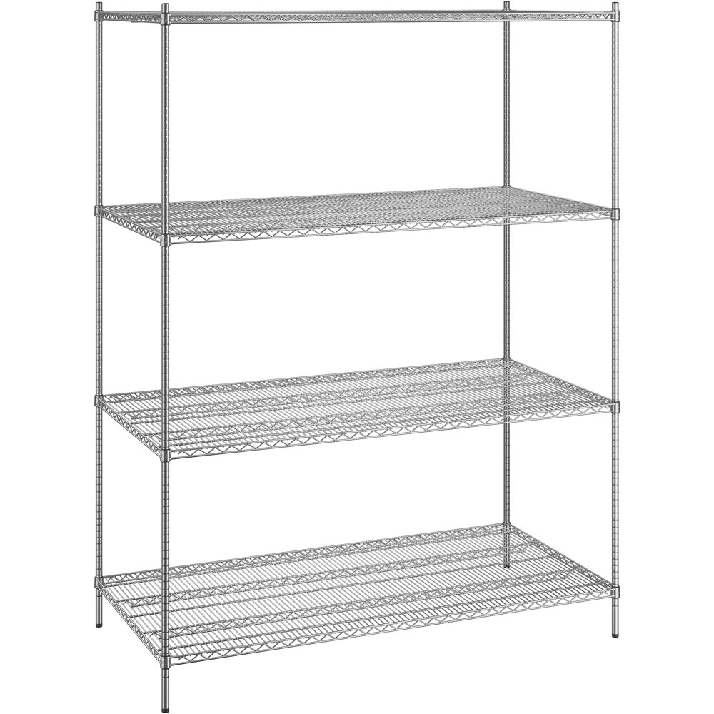 Regency 36 inch x 72 inch x 96 inch NSF Chrome Stationary Wire Shelving Starter Kit with 4 Shelves