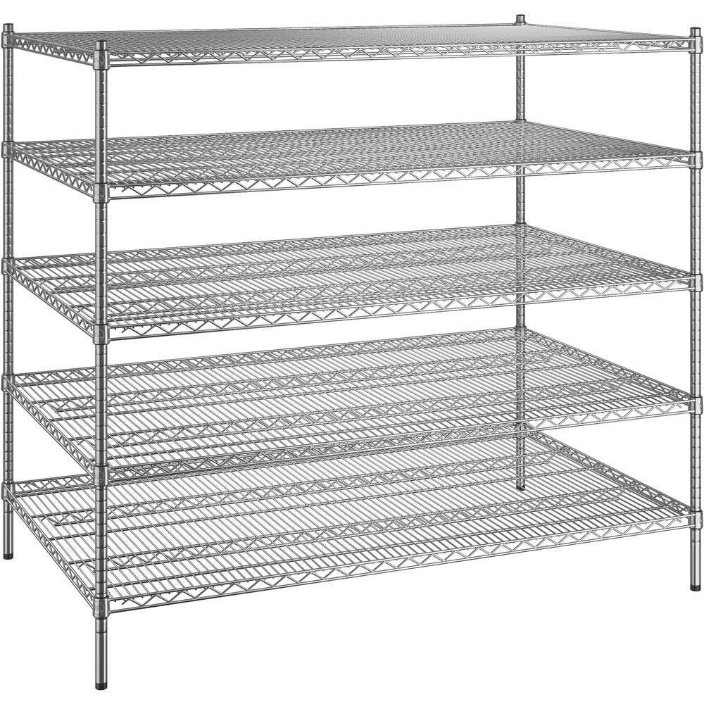 Regency 36 inch x 60 inch x 54 inch NSF Chrome Stationary Wire Shelving Starter Kit with 5 Shelves