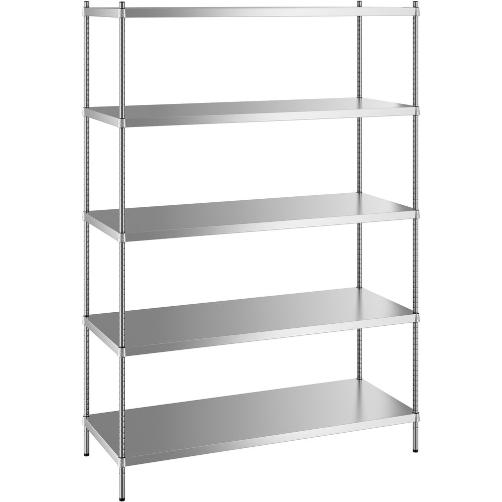 Regency 24 inch x 60 inch x 86 inch NSF Solid Stainless Steel Stationary Shelving Starter Kit with 5 Shelves