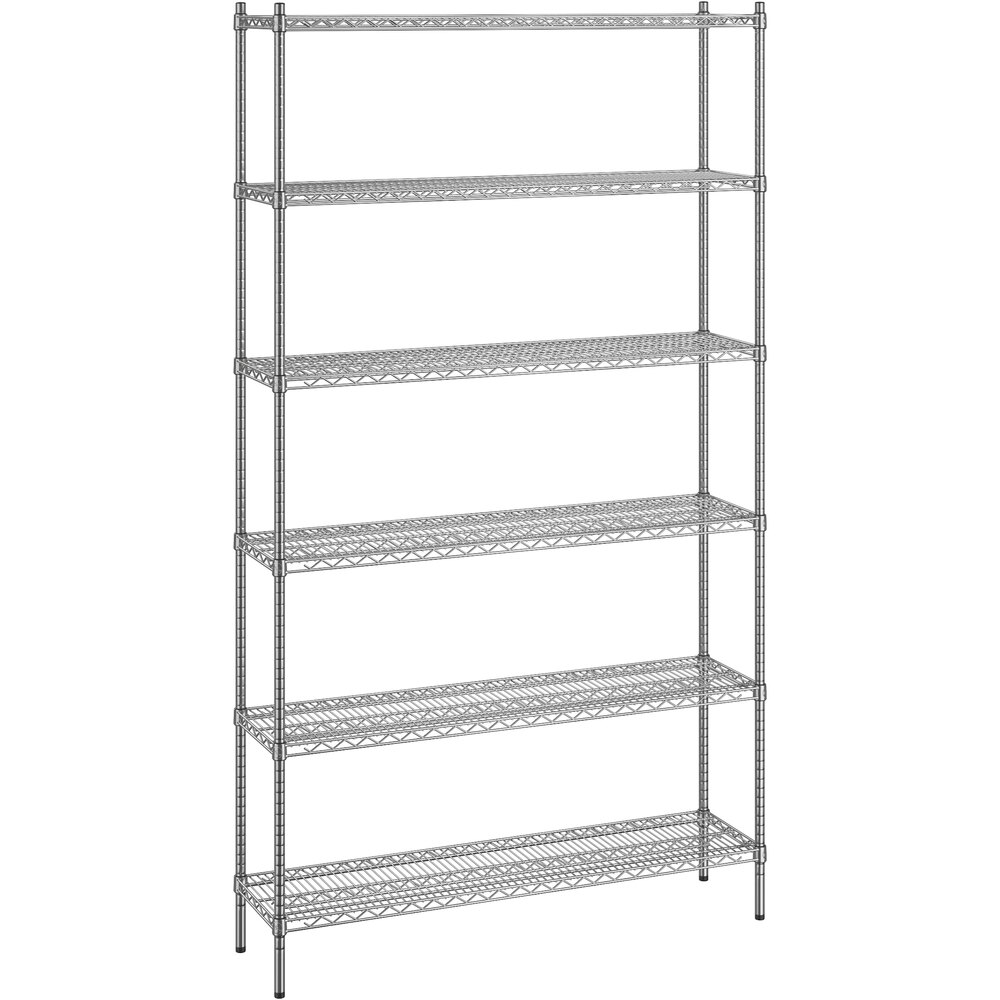 Regency 14 inch x 54 inch x 96 inch NSF Chrome Stationary Wire Shelving Starter Kit with 6 Shelves
