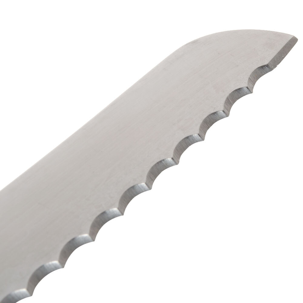 9 1/2" Curved Serrated Bread Knife with White Polypropylene Handle