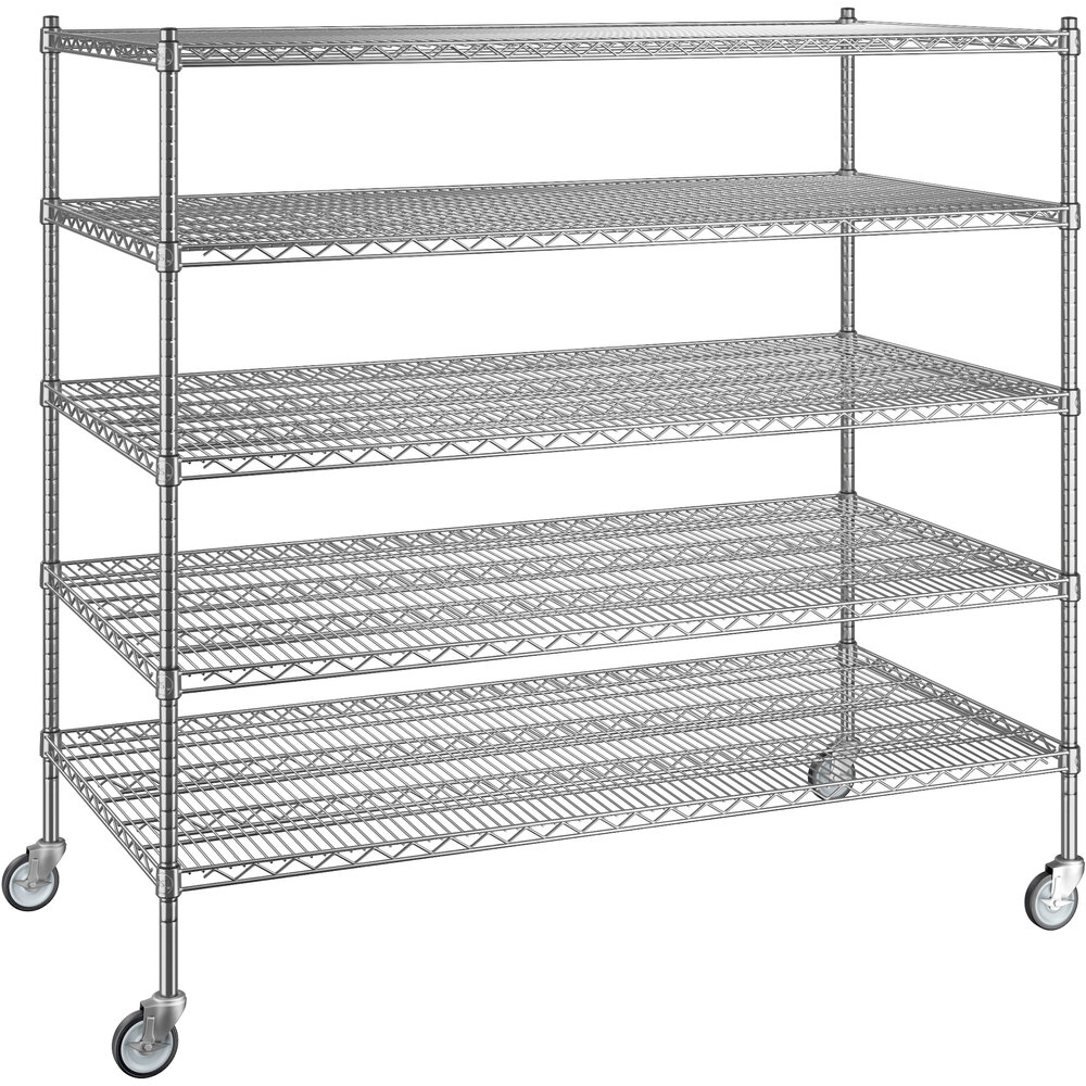 Regency 30 inch x 60 inch x 60 inch NSF Chrome Mobile Wire Shelving Starter Kit with 5 Shelves