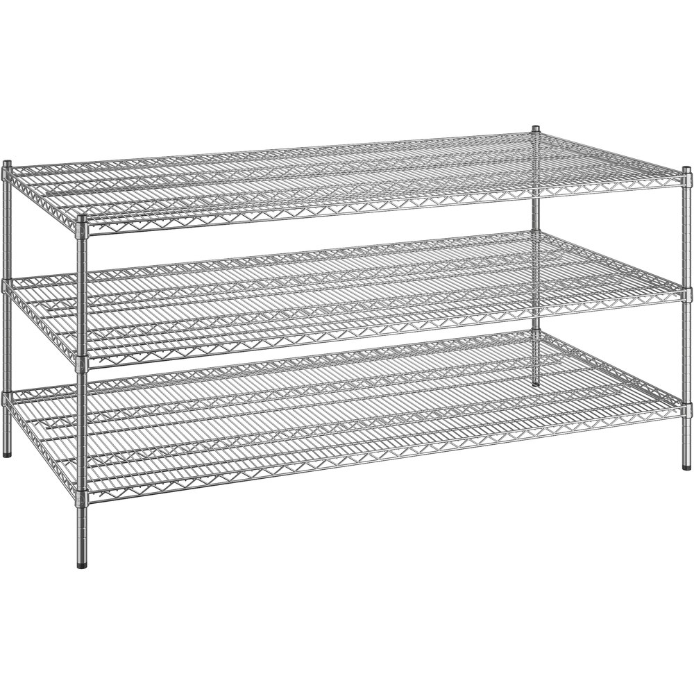 Regency 36 inch x 72 inch x 34 inch NSF Chrome Stationary Wire Shelving Starter Kit with 3 Shelves
