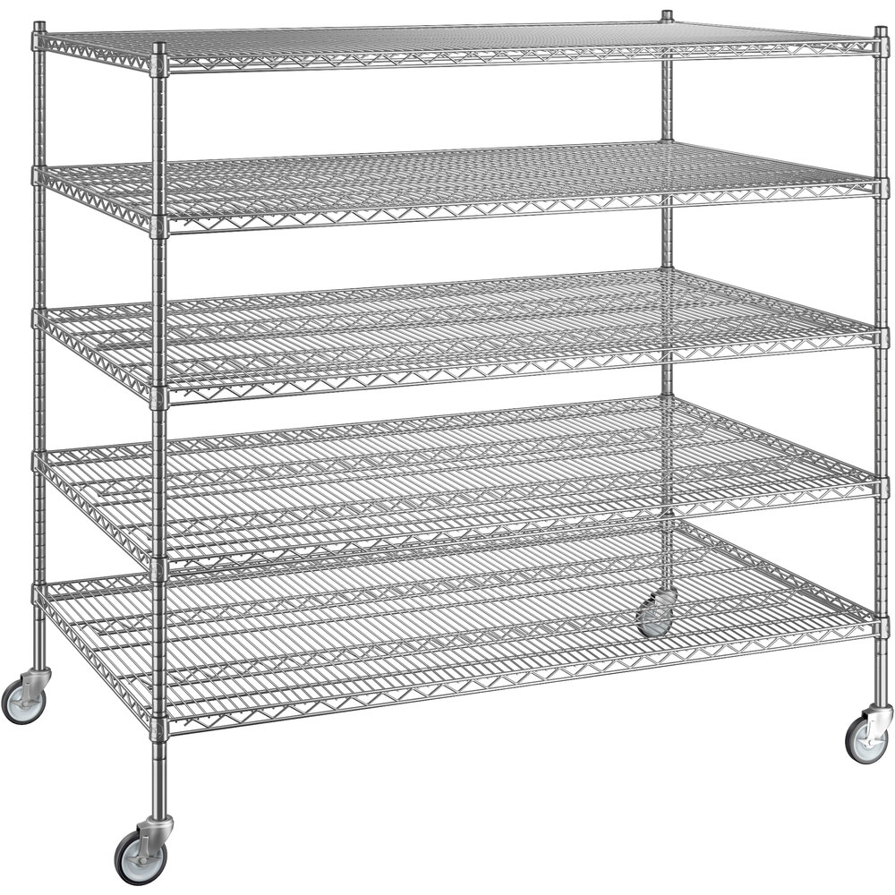 Regency 36 inch x 60 inch x 60 inch NSF Chrome Mobile Wire Shelving Starter Kit with 5 Shelves